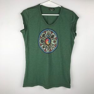 Lucky Brand Women Olive Green Lucky Tee Buddha L